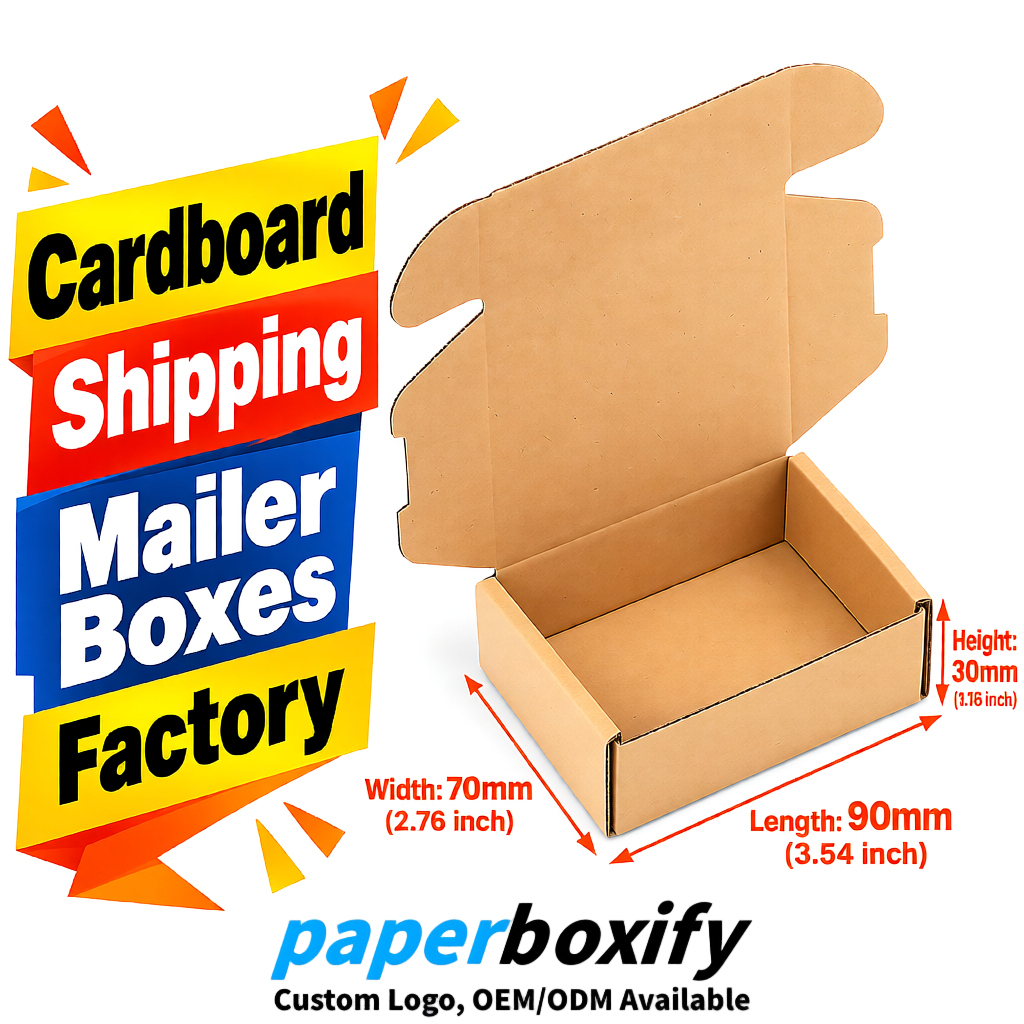 Beige Cardboard Shipping Mailer Boxes 75x75x30, 100x100x40, 110x100x60, 100x60x40, 90x70x30mm