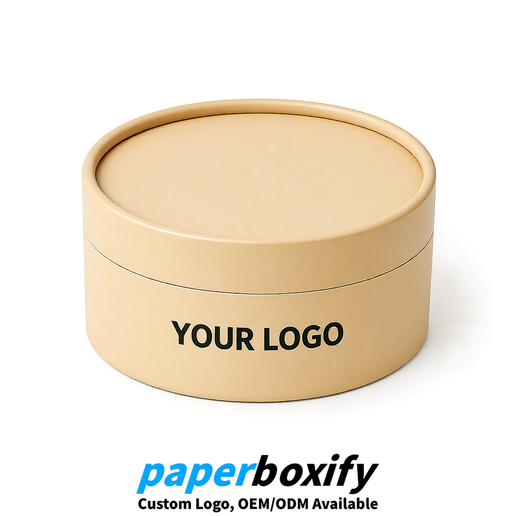 Beige FSC Certified Custom Paper Tubes | 350 ml Eco Cylinder Packaging