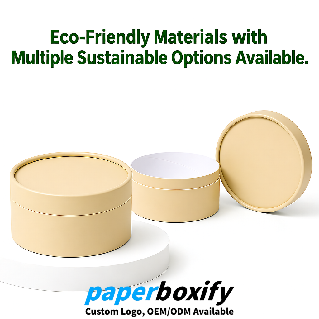 Beige FSC Certified Custom Paper Tubes | 350 ml Eco Cylinder Packaging