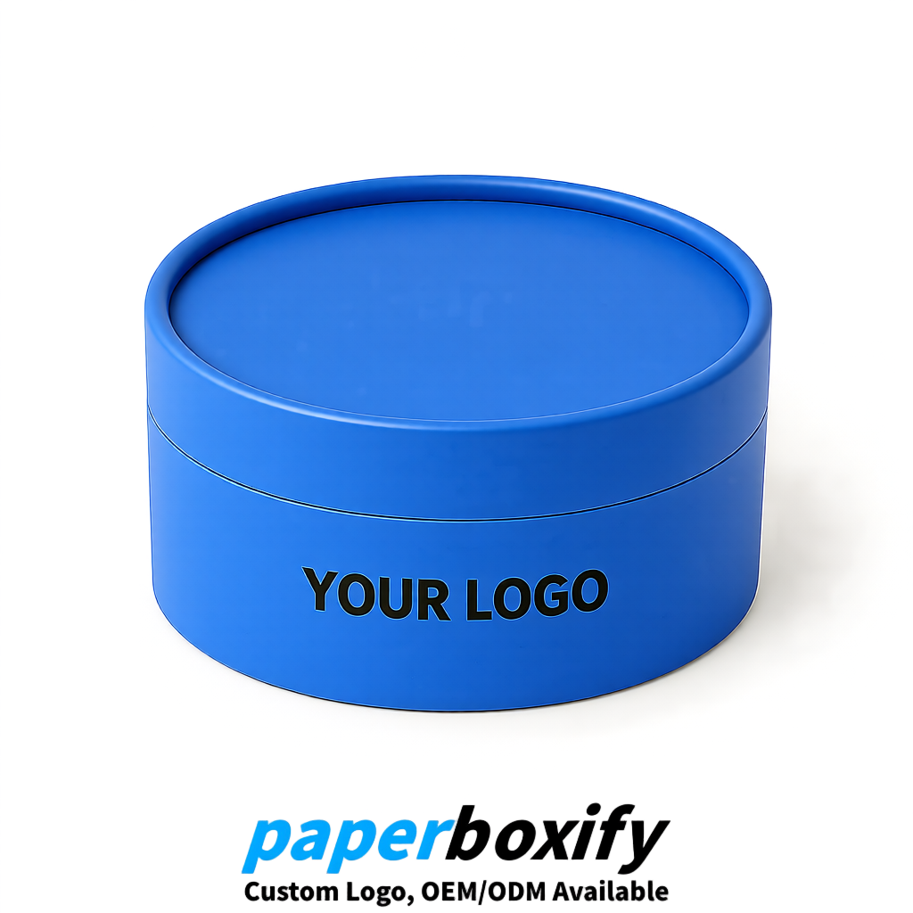 Blue FSC Certified Custom Paper Tubes | 350 ml Eco Cylinder Packaging