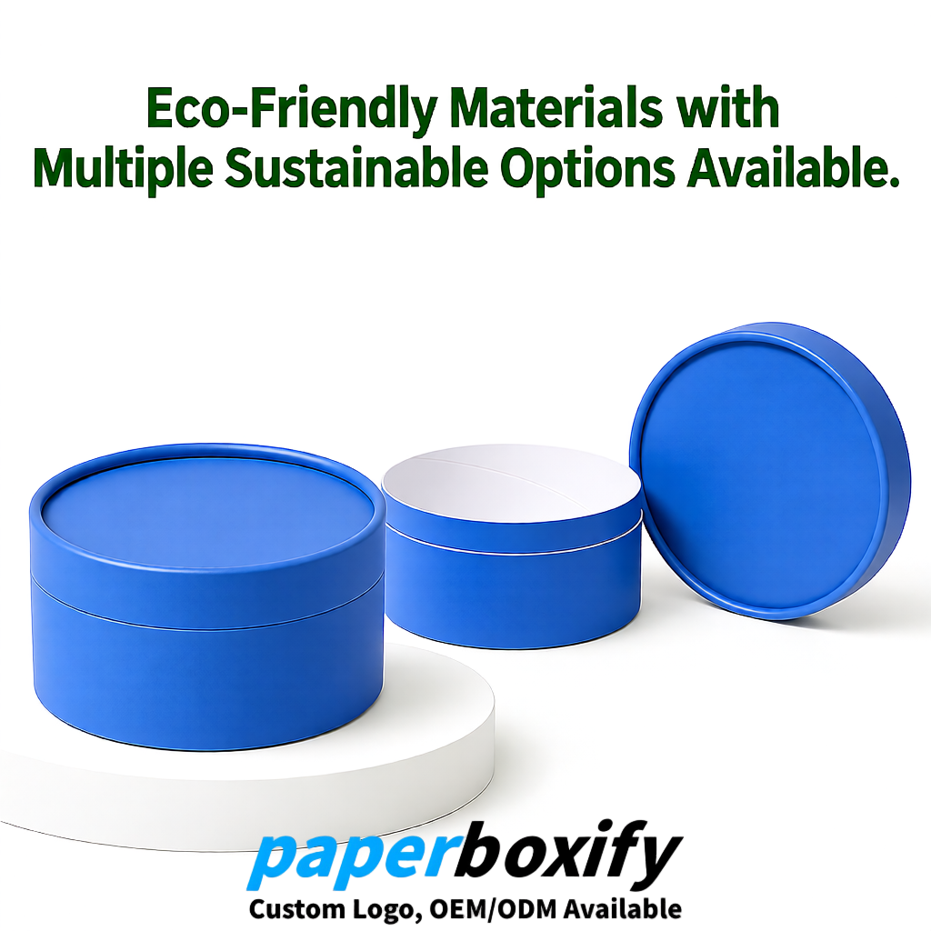 Blue FSC Certified Custom Paper Tubes | 350 ml Eco Cylinder Packaging Blue FSC Certified Custom Paper Tubes | 350 ml Eco Cylinder Packaging