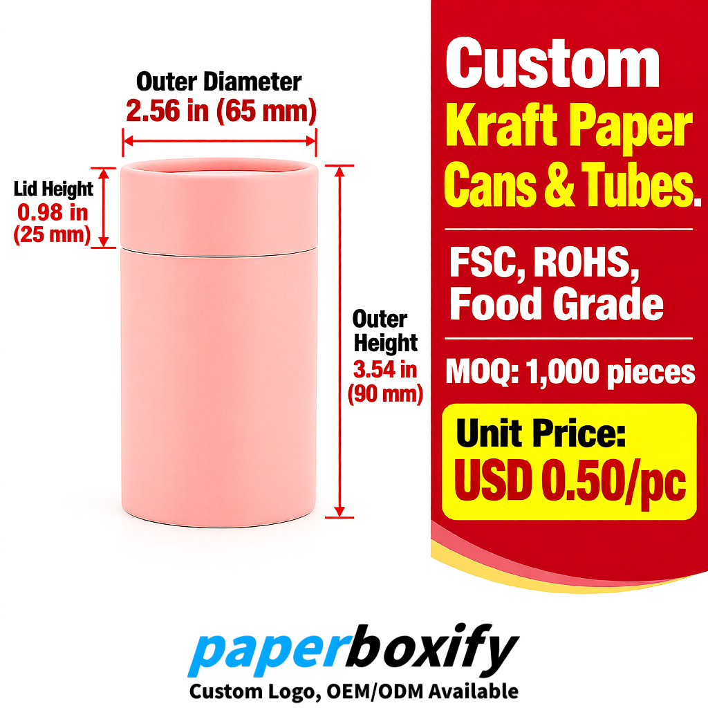 Blush Food Grade Kraft Paper Cans & Tubes | FSC, ROHS Certified OEM Factory