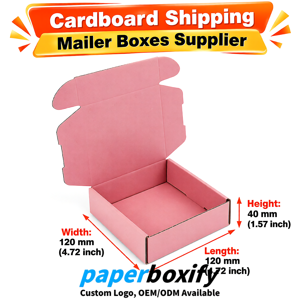 Blush Self-Locking Cardboard Mailer Boxes 120x110x35, 120x120x40, 130x120x50, 130x80x25, 130x80x40mm