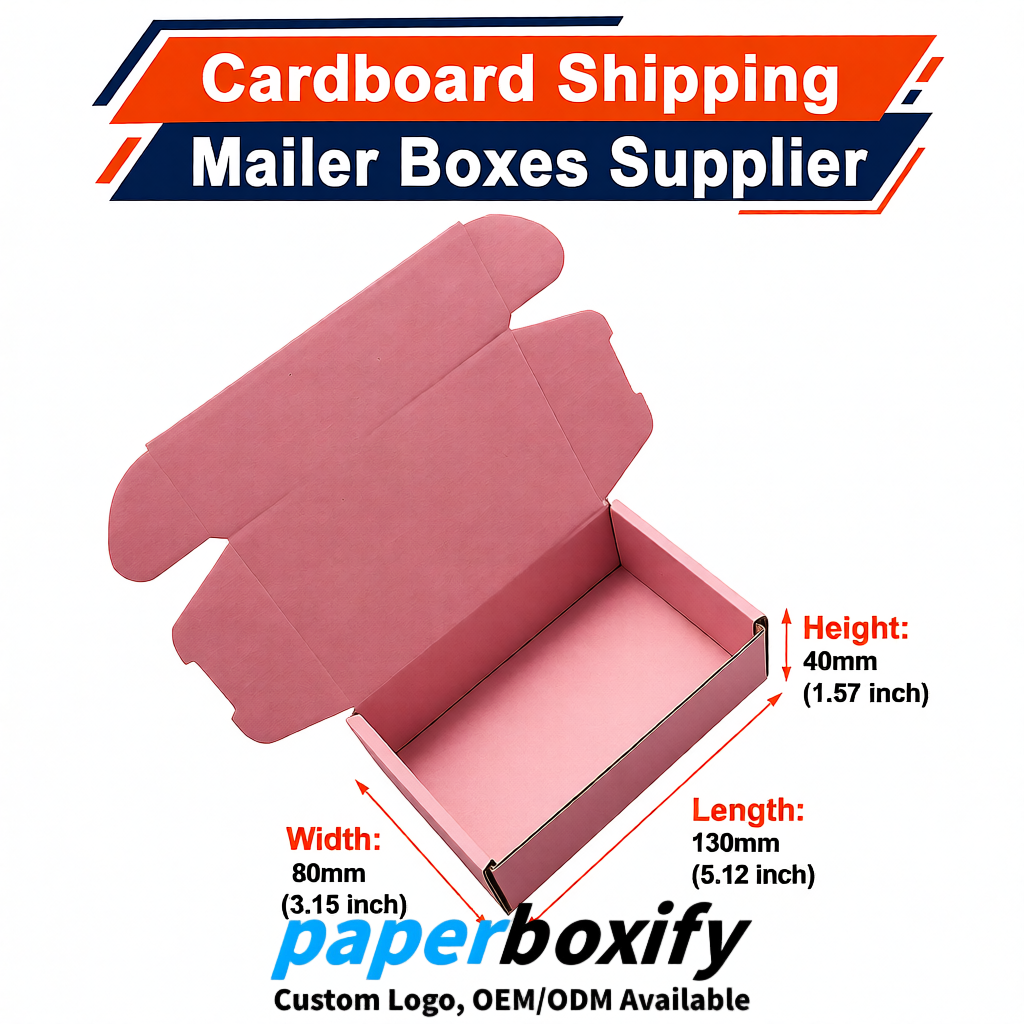 Blush Self-Locking Cardboard Mailer Boxes 120x110x35, 120x120x40, 130x120x50, 130x80x25, 130x80x40mm
