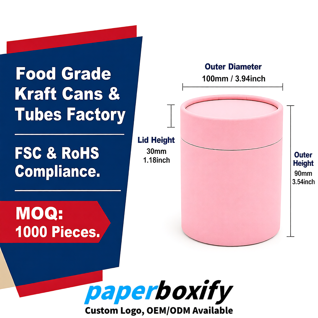 Blush Paper Tubes 85x85x160/260, 100x100x90/190/300mm FSC/RoHS Certified Manufacturer