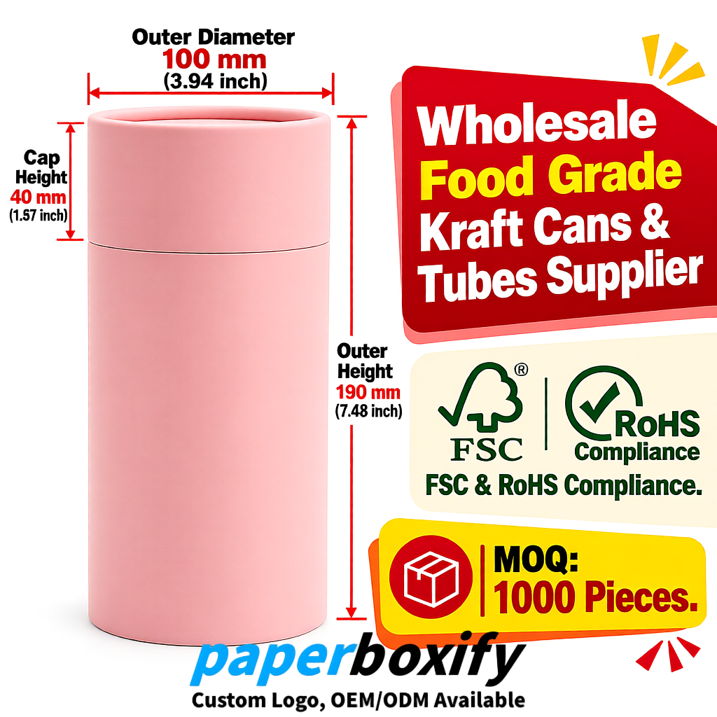 Blush Paper Tubes 85x85x160/260, 100x100x90/190/300mm FSC/RoHS Certified Manufacturer