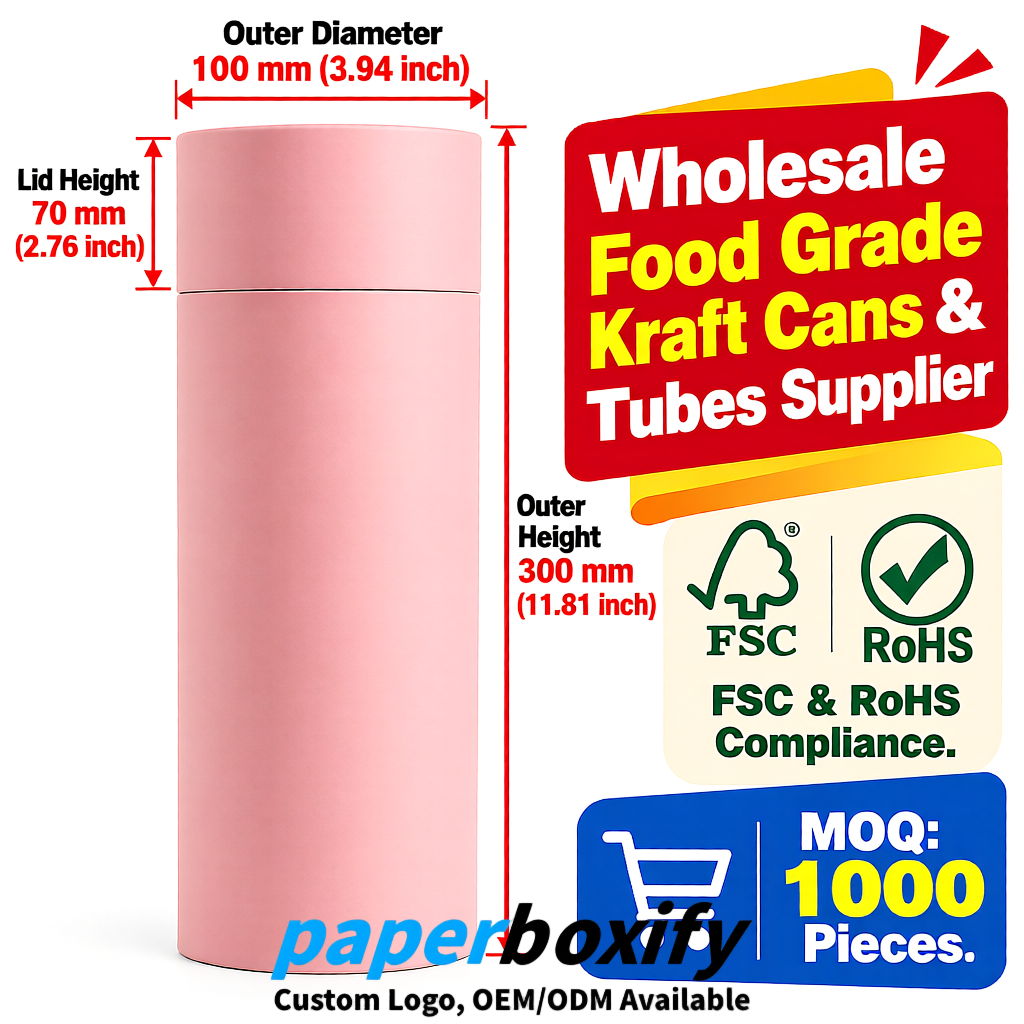 Blush Paper Tubes 85x85x160/260, 100x100x90/190/300mm FSC/RoHS Certified Manufacturer