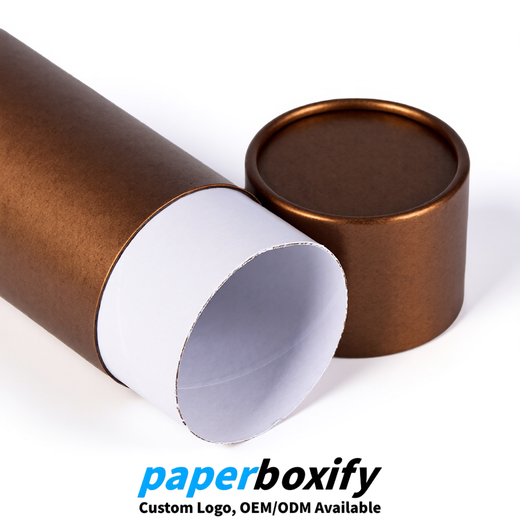 Bronze Food Grade Kraft Paper Cans & Tubes | FSC, ROHS Certified OEM Factory