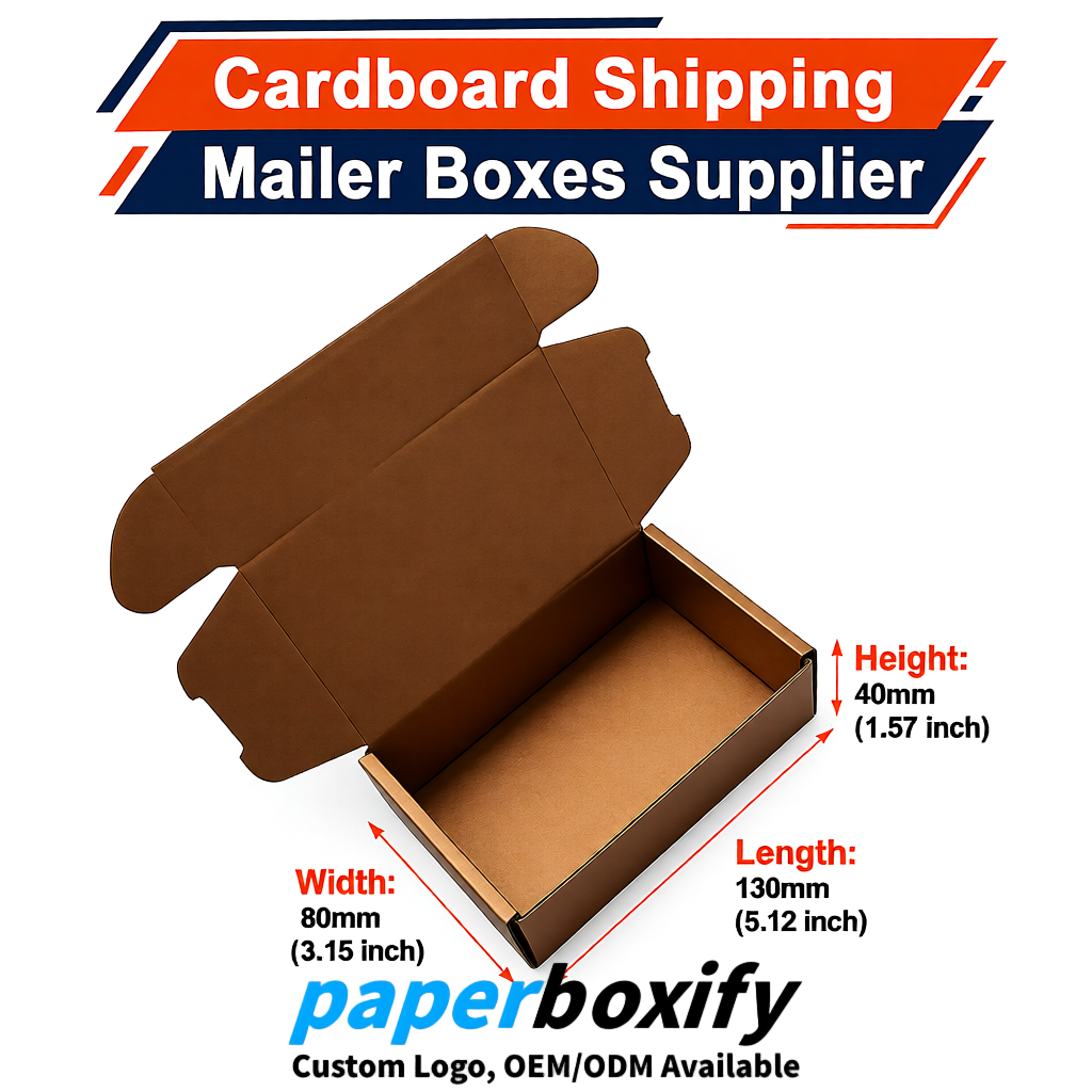 Bronze Self-Locking Cardboard Mailer Boxes 120x110x35, 120x120x40, 130x120x50, 130x80x25, 130x80x40mm