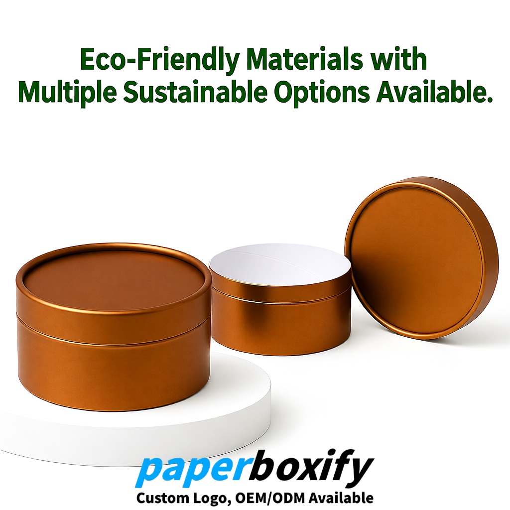 Bronze FSC Certified Custom Paper Tubes | 350 ml Eco Cylinder Packaging Bronze FSC Certified Custom Paper Tubes | 350 ml Eco Cylinder Packaging