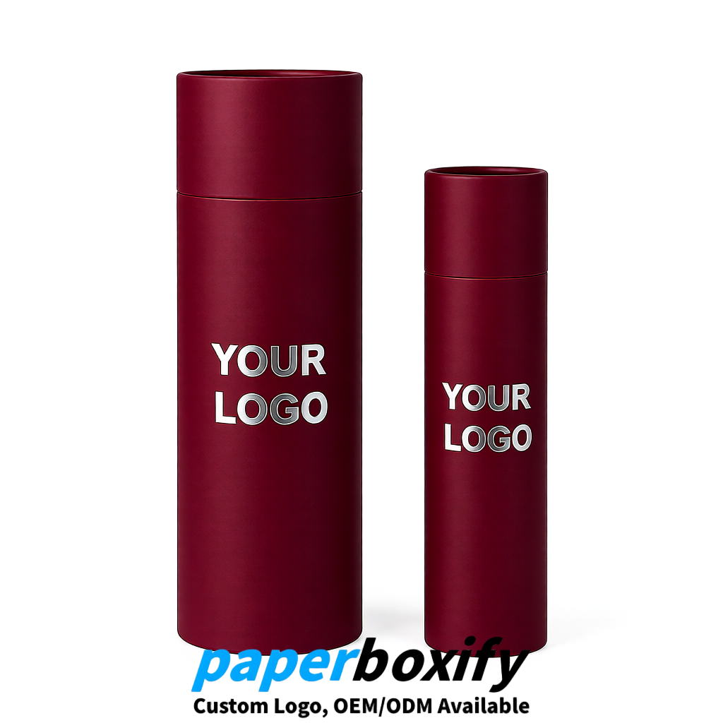 Burgundy Paper Tubes 85x85x160/260, 100x100x90/190/300mm FSC/RoHS Certified Manufacturer