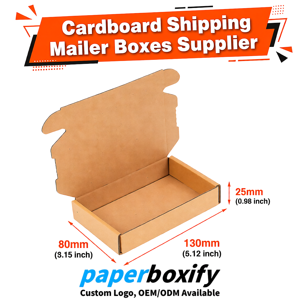 Champagne Self-Locking Cardboard Mailer Boxes 120x110x35, 120x120x40, 130x120x50, 130x80x25, 130x80x40mm