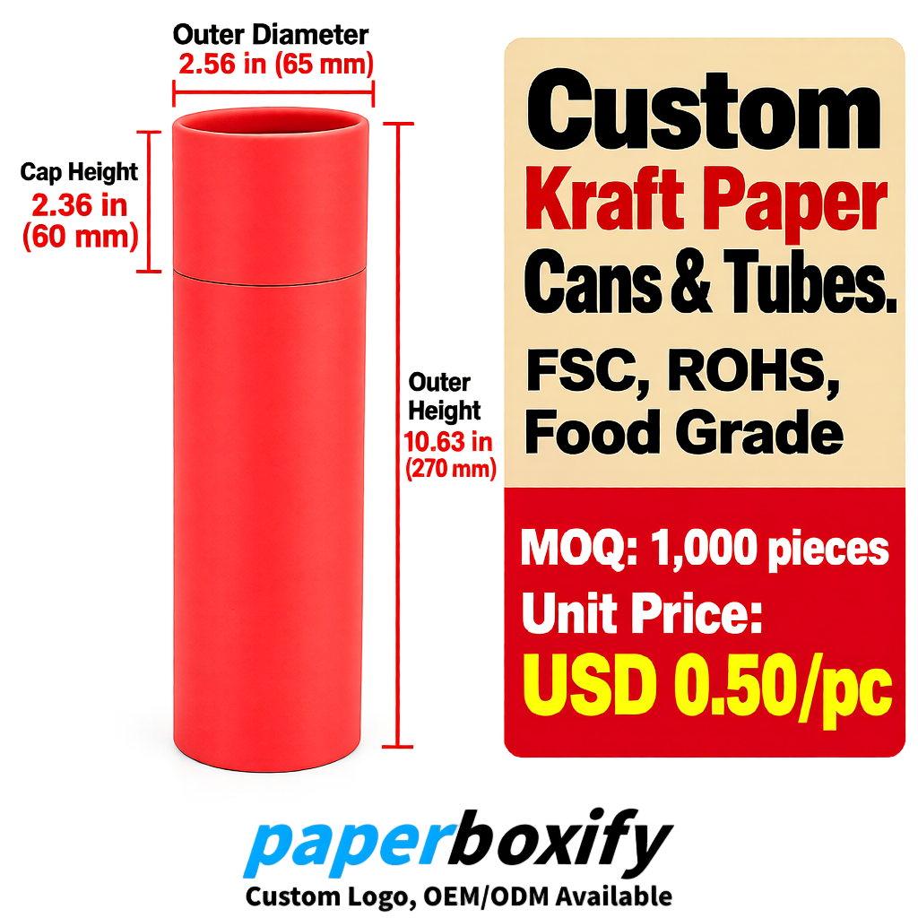Coral Food Grade Kraft Paper Cans & Tubes | FSC, ROHS Certified OEM Factory