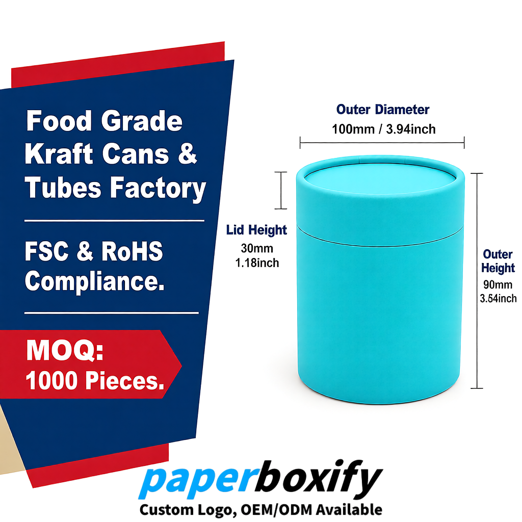 Cyan Paper Tubes 85x85x160/260, 100x100x90/190/300mm FSC/RoHS Certified Manufacturer