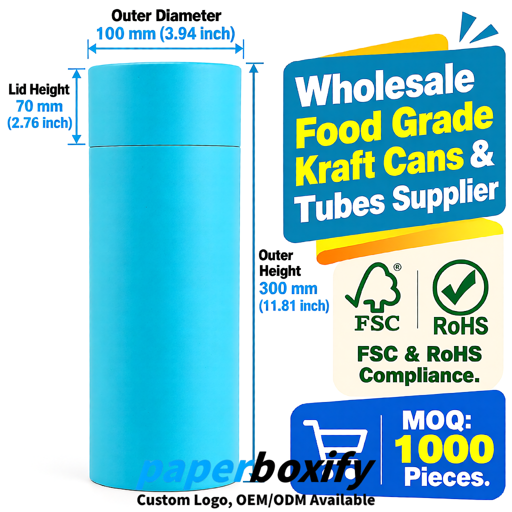Cyan Paper Tubes 85x85x160/260, 100x100x90/190/300mm FSC/RoHS Certified Manufacturer