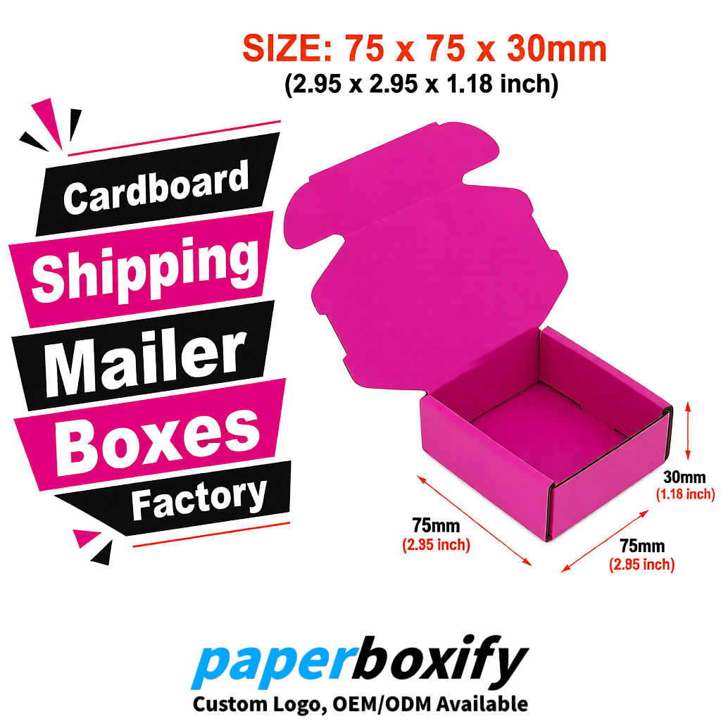 Fuchsia Cardboard Shipping Mailer Boxes 75x75x30, 100x100x40, 110x100x60, 100x60x40, 90x70x30mm
