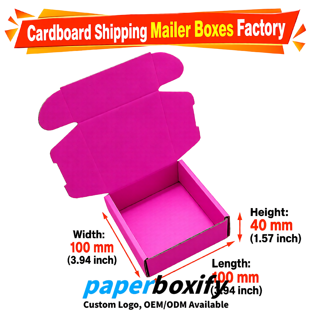 Fuchsia Cardboard Shipping Mailer Boxes 75x75x30, 100x100x40, 110x100x60, 100x60x40, 90x70x30mm