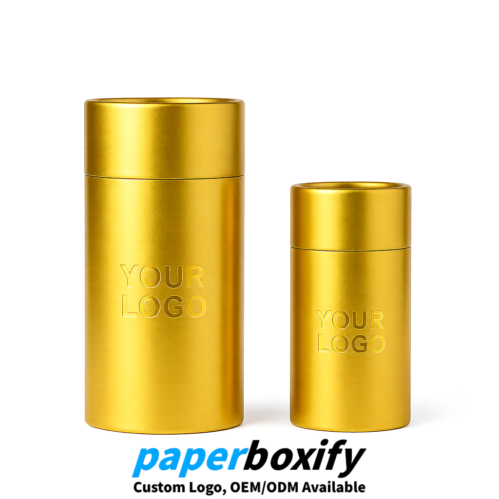 Gold 75x75x130/250/350/450mm Kraft Paper Cans & Tubes | FSC, ROHS Supplier