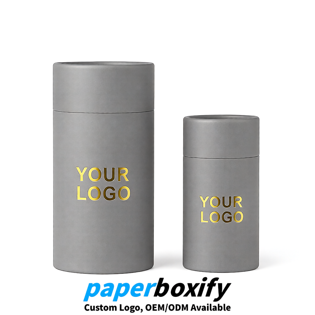 Gray 75x75x130/250/350/450mm Kraft Paper Cans & Tubes | FSC, ROHS Supplier