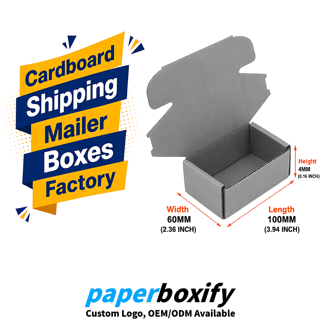 Gray Cardboard Shipping Mailer Boxes 75x75x30, 100x100x40, 110x100x60, 100x60x40, 90x70x30mm