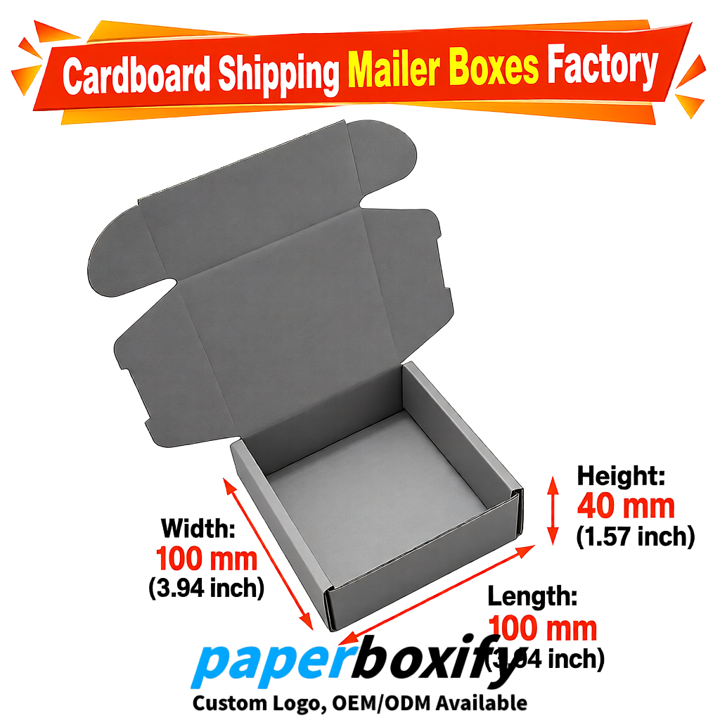 Gray Cardboard Shipping Mailer Boxes 75x75x30, 100x100x40, 110x100x60, 100x60x40, 90x70x30mm