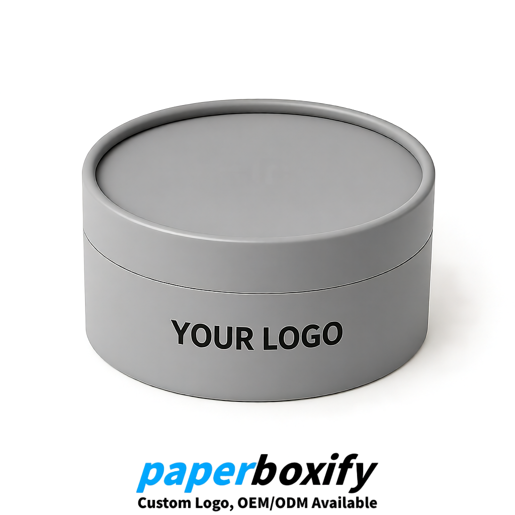 Gray FSC Certified Custom Paper Tubes | 350 ml Eco Cylinder Packaging