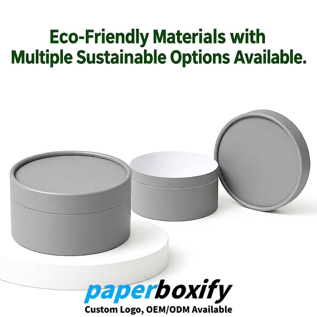 Gray FSC Certified Custom Paper Tubes | 350 ml Eco Cylinder Packaging