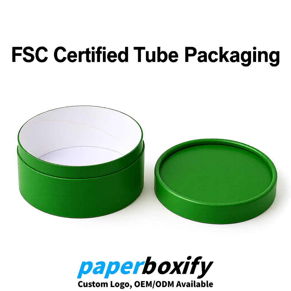 Green FSC Certified Custom Paper Tubes | 350 ml Eco Cylinder Packaging