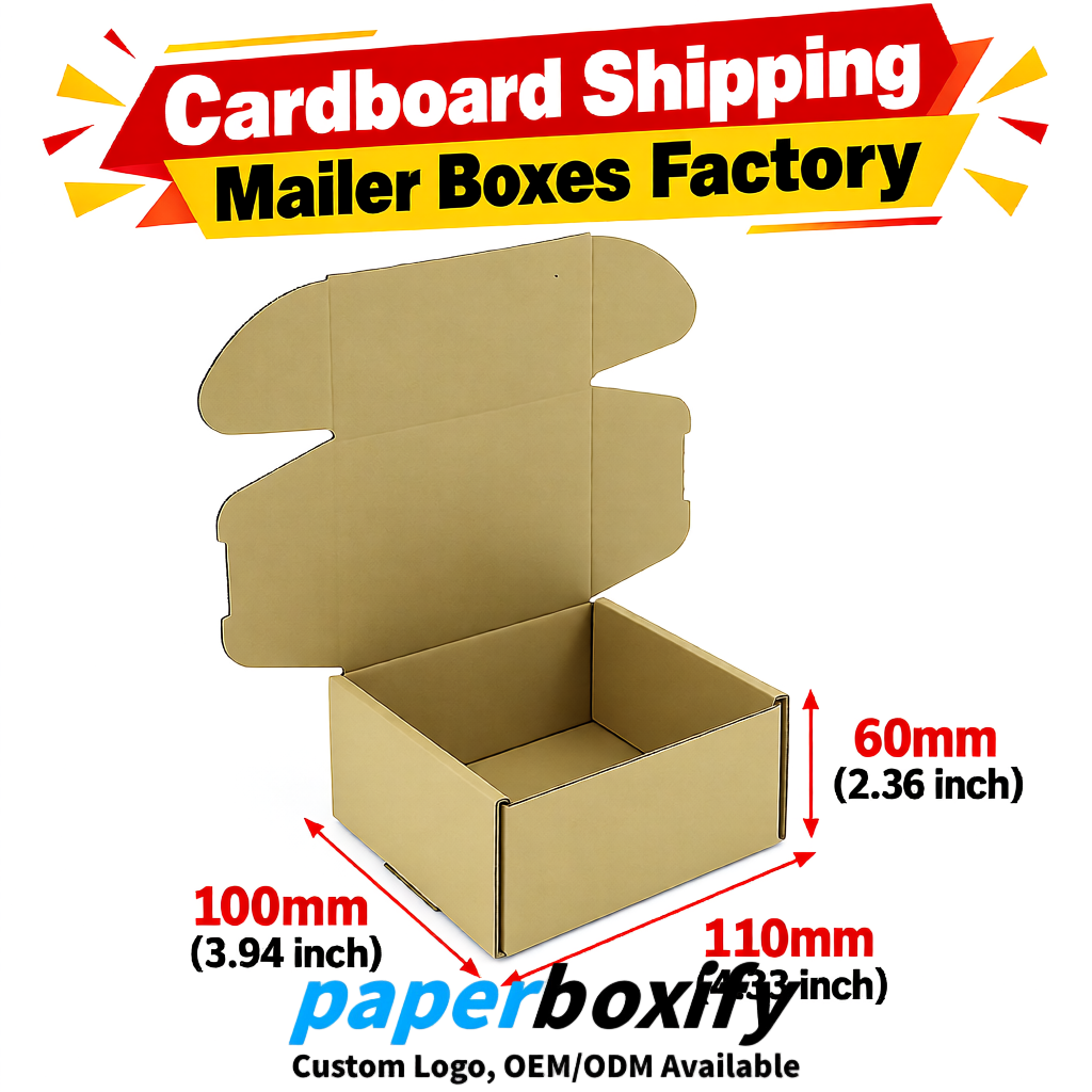 Khaki Cardboard Shipping Mailer Boxes 75x75x30, 100x100x40, 110x100x60, 100x60x40, 90x70x30mm