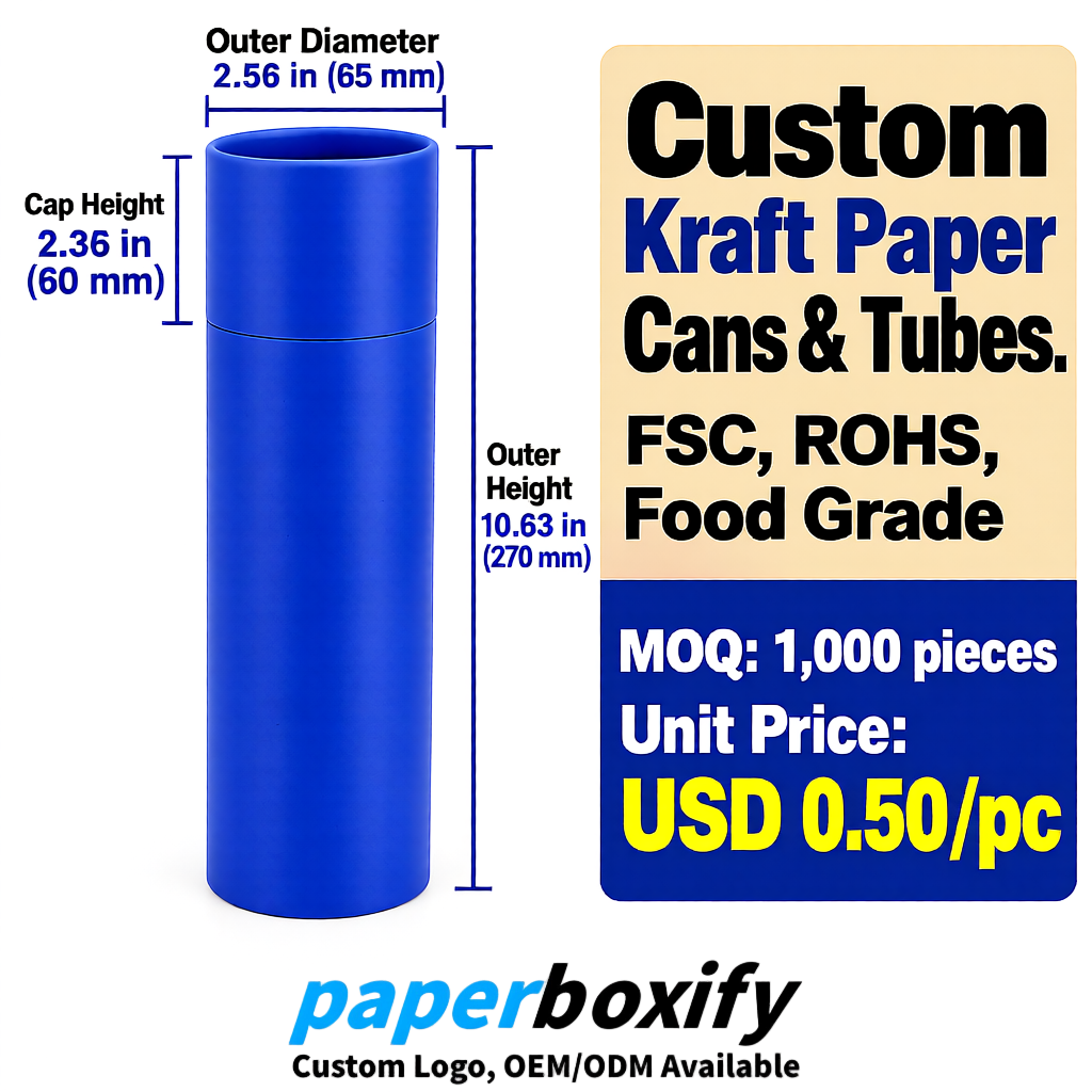 Klein Blue Food Grade Kraft Paper Cans & Tubes | FSC, ROHS Certified OEM Factory