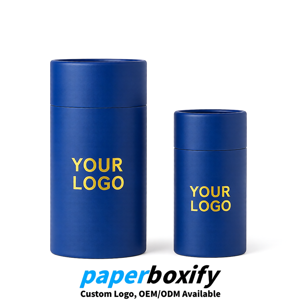 Klein Blue 75x75x130/250/350/450mm Kraft Paper Cans & Tubes | FSC, ROHS Supplier