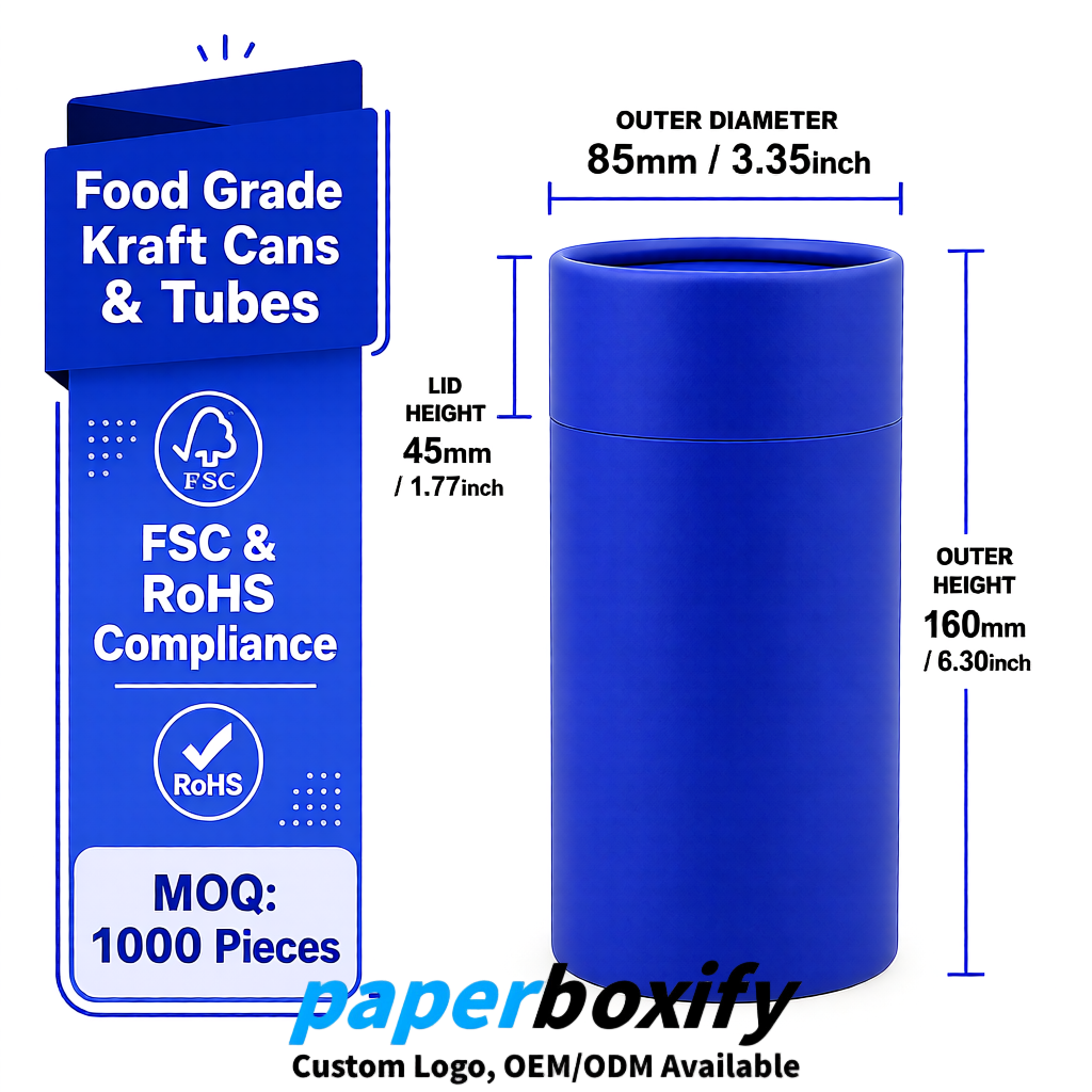 Klein Blue Paper Tubes 85x85x160/260, 100x100x90/190/300mm FSC/RoHS Certified Manufacturer