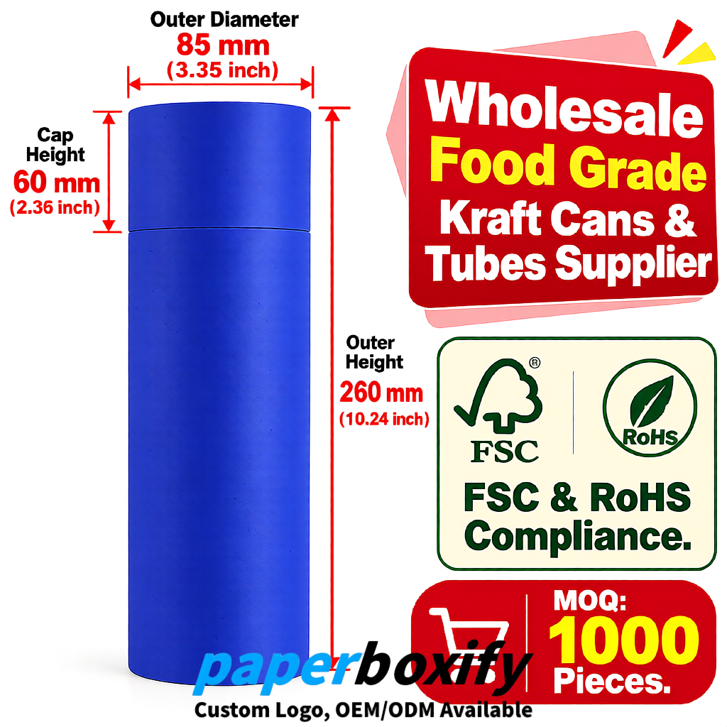 Klein Blue Paper Tubes 85x85x160/260, 100x100x90/190/300mm FSC/RoHS Certified Manufacturer