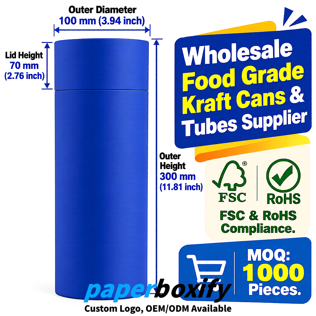 Klein Blue Paper Tubes 85x85x160/260, 100x100x90/190/300mm FSC/RoHS Certified Manufacturer