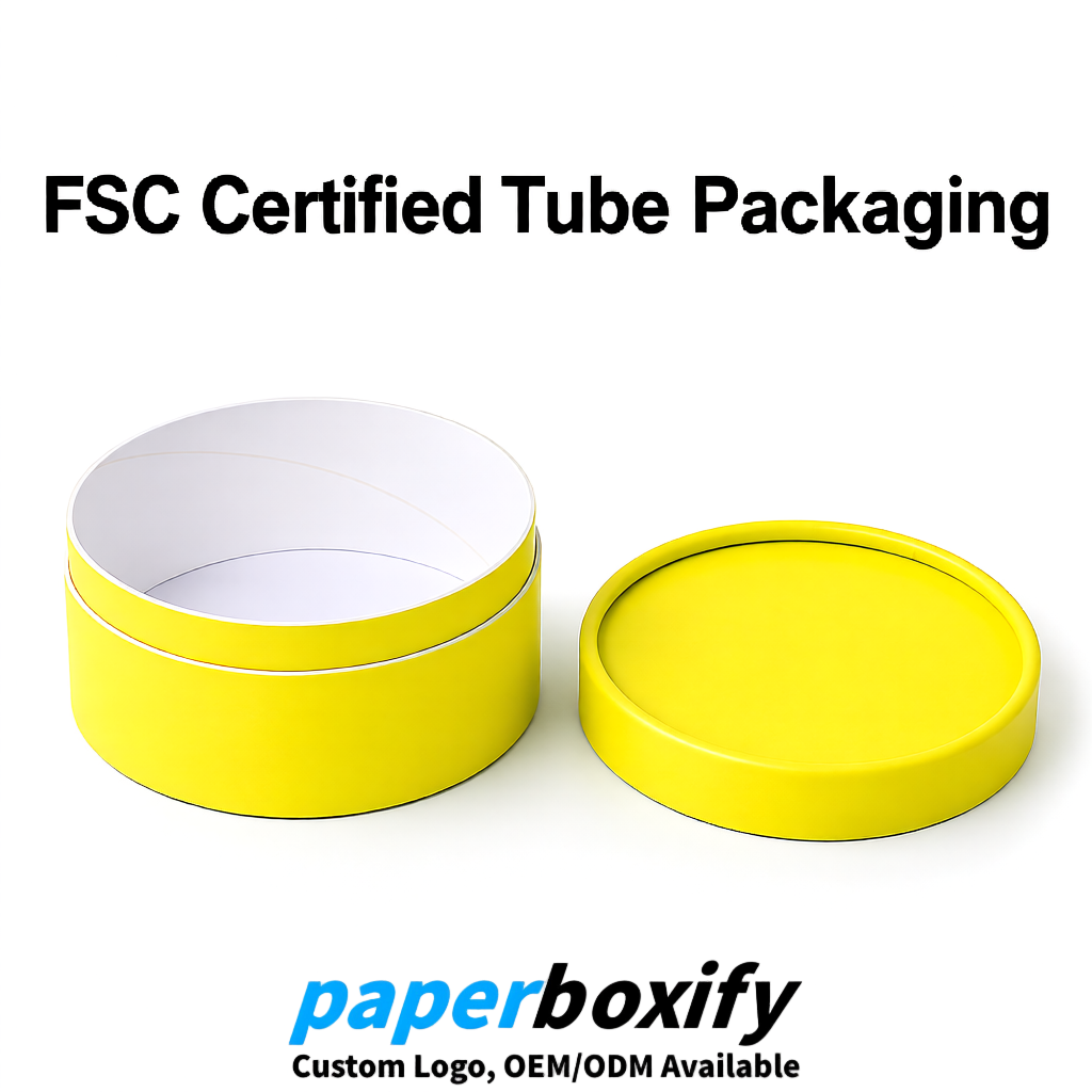 Lemon Yellow FSC Certified Custom Paper Tubes | 350 ml Eco Cylinder Packaging