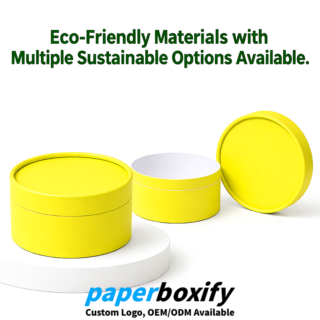 Lemon Yellow FSC Certified Custom Paper Tubes | 350 ml Eco Cylinder Packaging