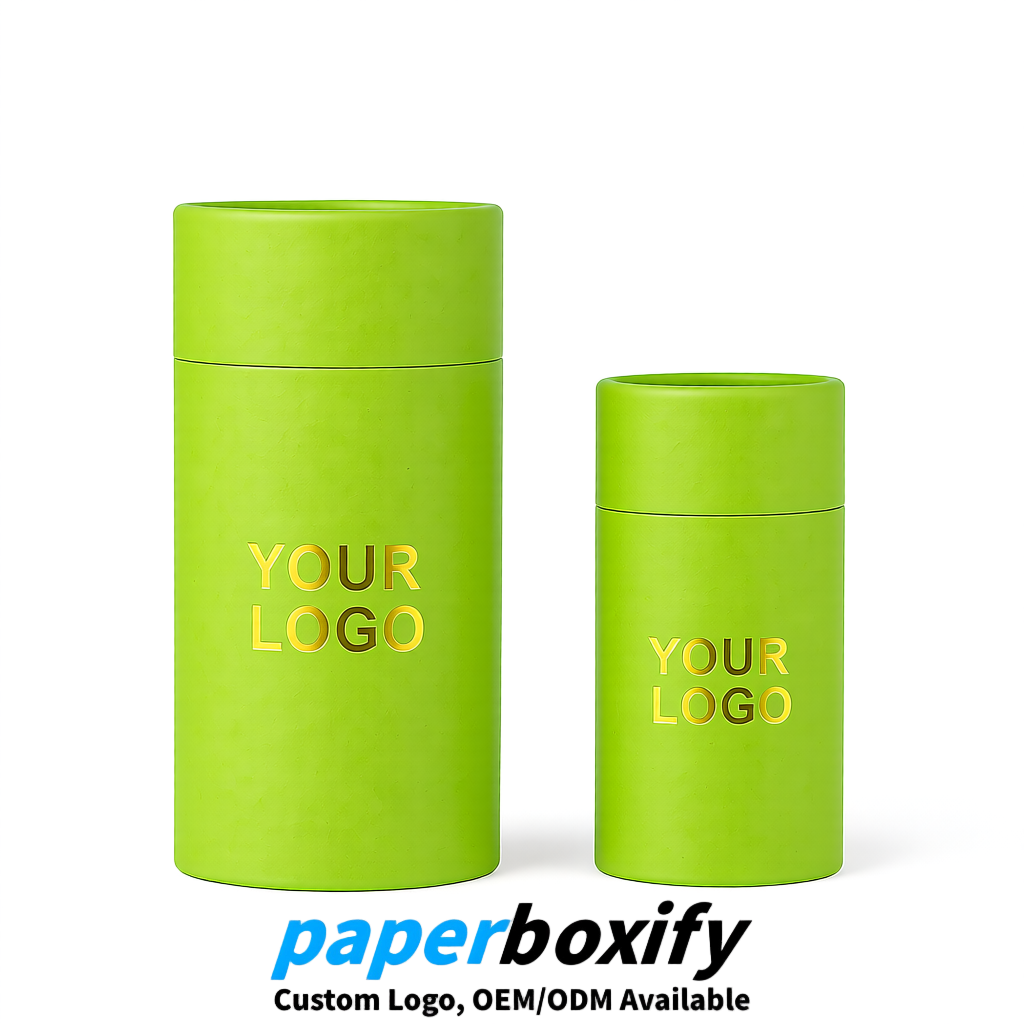 Lime Green 75x75x130/250/350/450mm Kraft Paper Cans & Tubes | FSC, ROHS Supplier