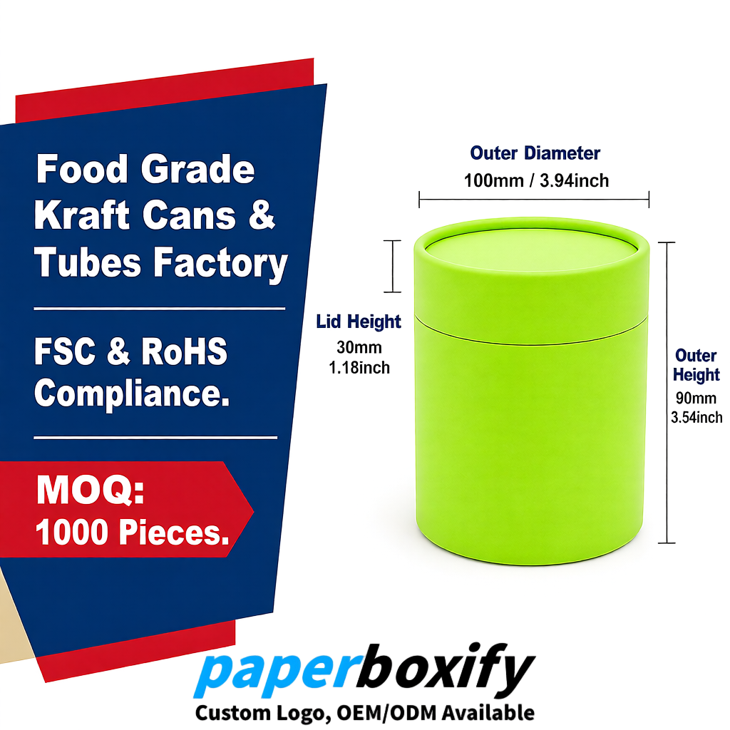 Lime Green Paper Tubes 85x85x160/260, 100x100x90/190/300mm FSC/RoHS Certified Manufacturer