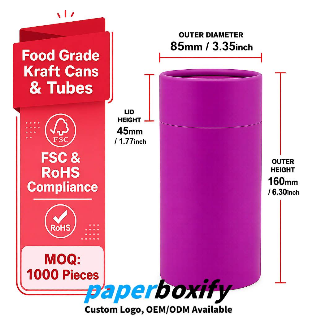 Magenta Paper Tubes 85x85x160/260, 100x100x90/190/300mm FSC/RoHS Certified Manufacturer