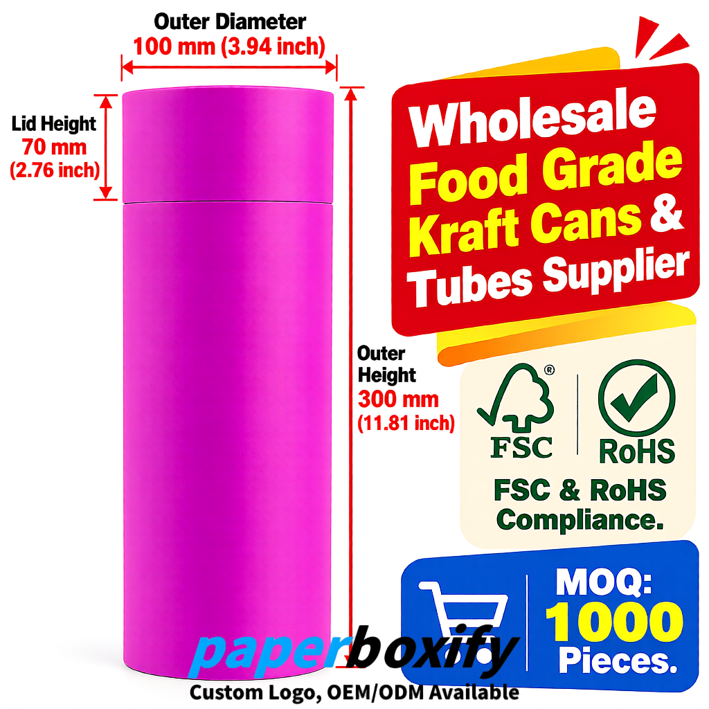 Magenta Paper Tubes 85x85x160/260, 100x100x90/190/300mm FSC/RoHS Certified Manufacturer