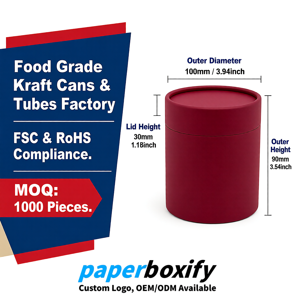 Maroon Paper Tubes 85x85x160/260, 100x100x90/190/300mm FSC/RoHS Certified Manufacturer