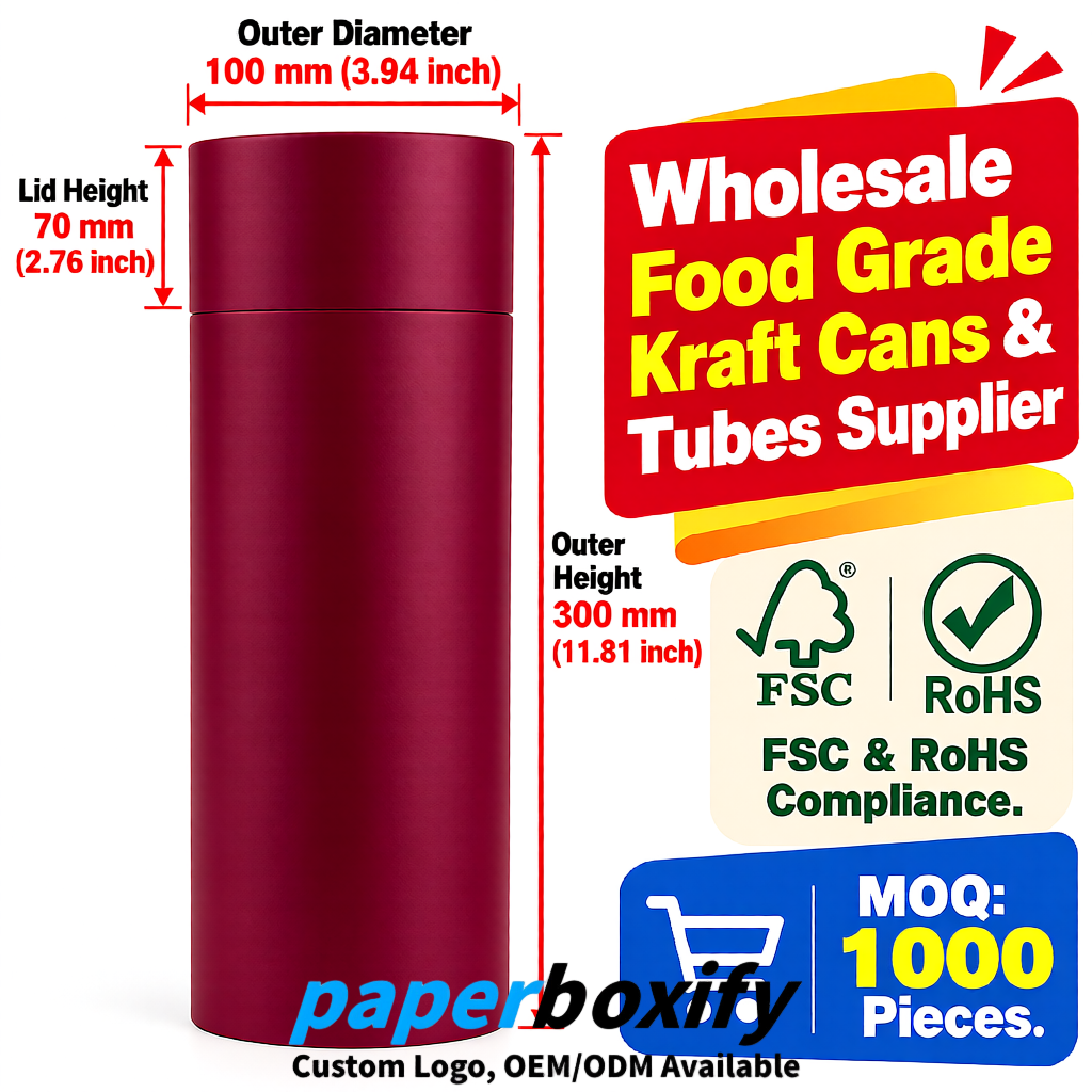 Maroon Paper Tubes 85x85x160/260, 100x100x90/190/300mm FSC/RoHS Certified Manufacturer