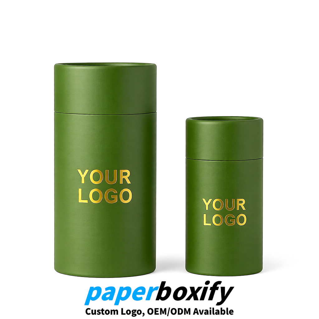 Matcha Green 75x75x130/250/350/450mm Kraft Paper Cans & Tubes | FSC, ROHS Supplier
