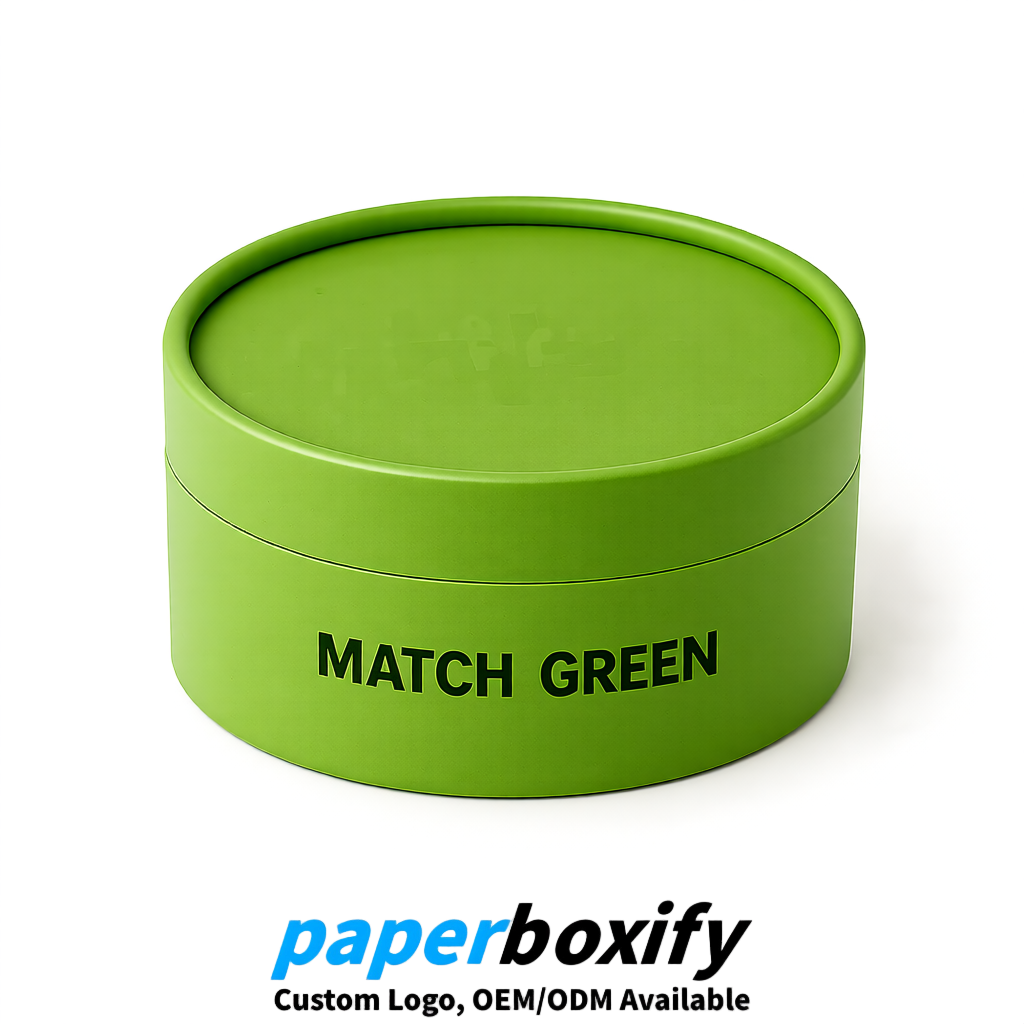 Matcha Green FSC Certified Custom Paper Tubes | 350 ml Eco Cylinder Packaging