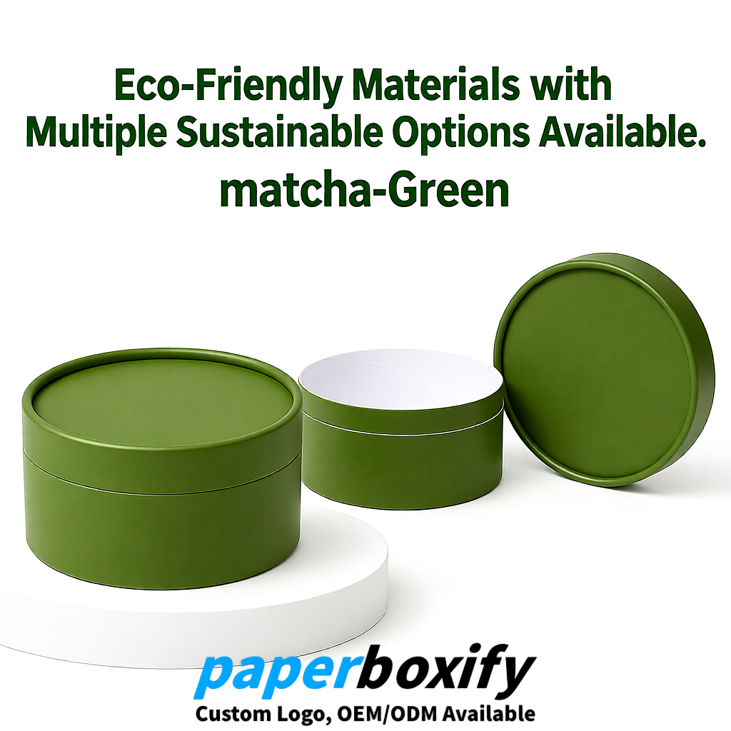 Matcha Green FSC Certified Custom Paper Tubes | 350 ml Eco Cylinder Packaging