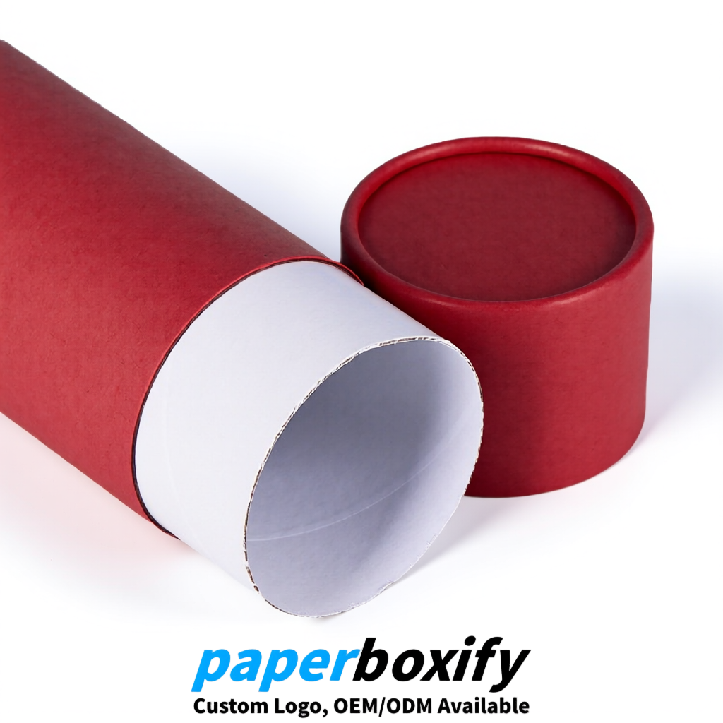 Matte Red Food Grade Kraft Paper Cans & Tubes | FSC, ROHS Certified OEM Factory