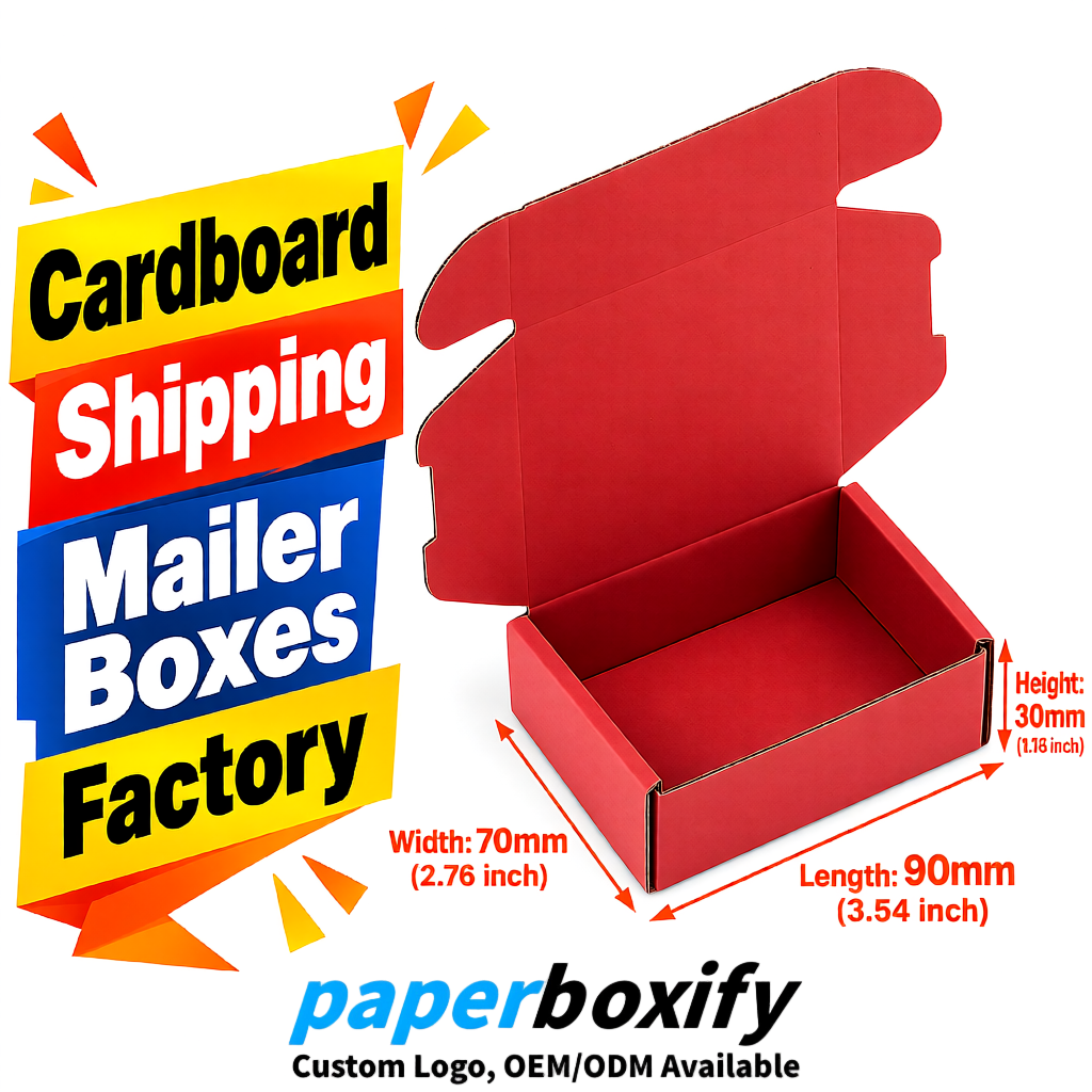 Matte Red Cardboard Shipping Mailer Boxes 75x75x30, 100x100x40, 110x100x60, 100x60x40, 90x70x30mm