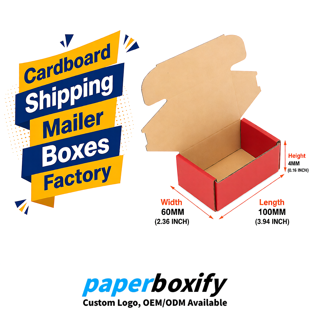 Matte Red Cardboard Shipping Mailer Boxes 75x75x30, 100x100x40, 110x100x60, 100x60x40, 90x70x30mm