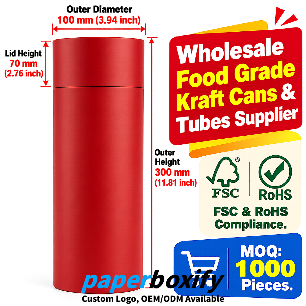 Matte Red Paper Tubes 85x85x160/260, 100x100x90/190/300mm FSC/RoHS Certified Manufacturer