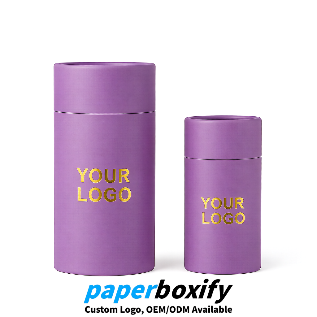 Mauve 75x75x130/250/350/450mm Kraft Paper Cans & Tubes | FSC, ROHS Supplier